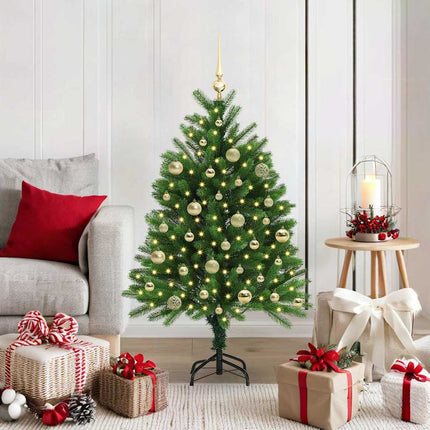 Julgran med 150 LED-lampor med stativ Grön 120 cm PE