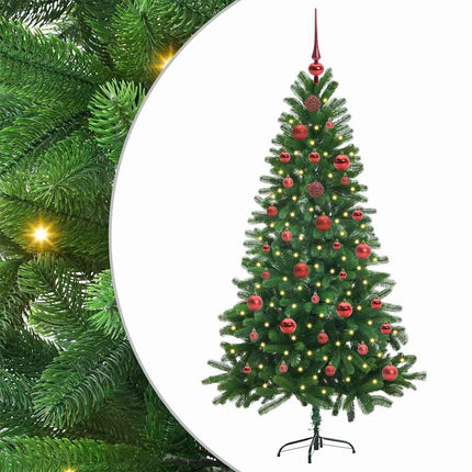 Julgran med 150 LED-lampor med stativ Grön 150 cm PE