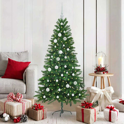 Julgran med 150 LED-lampor med stativ Grön 150 cm PE
