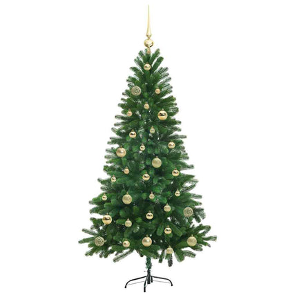 Julgran med 150 LED-lampor med stativ Grön 150 cm PE