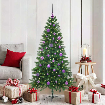 Julgran med 150 LED-lampor med stativ Grön 150 cm PE