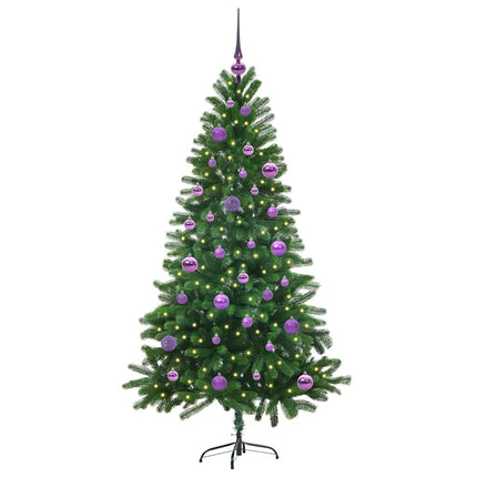 Julgran med 150 LED-lampor med stativ Grön 150 cm PE