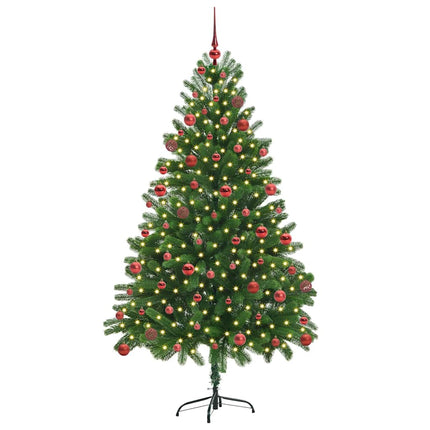 Julgran med 300 LED-lampor med stativ Grön 180 cm PE