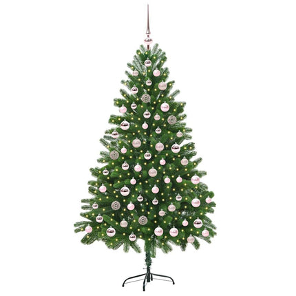 Julgran med 300 LED-lampor med stativ Grön 180 cm PE