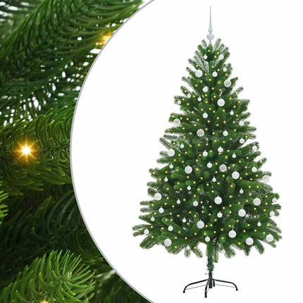 Julgran med 300 LED-lampor med stativ Grön 180 cm PE