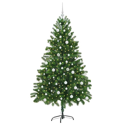 Julgran med 300 LED-lampor med stativ Grön 180 cm PE