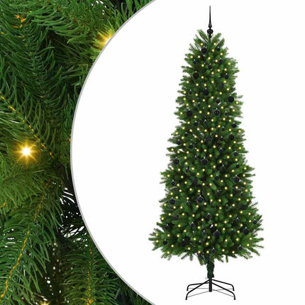 Julgran med 300 LED-lampor med stativ Grön 240 cm PE