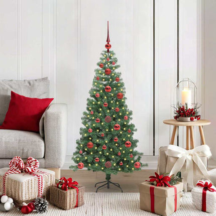 Julgran med 150 LED-lampor med stativ Grön 120 cm PVC