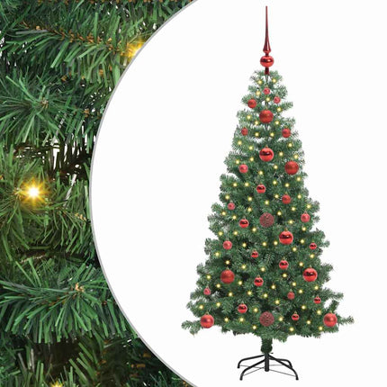 Julgran med 150 LED-lampor med stativ Grön 120 cm PVC