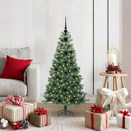 Julgran med 150 LED-lampor med stativ Grön 120 cm PVC