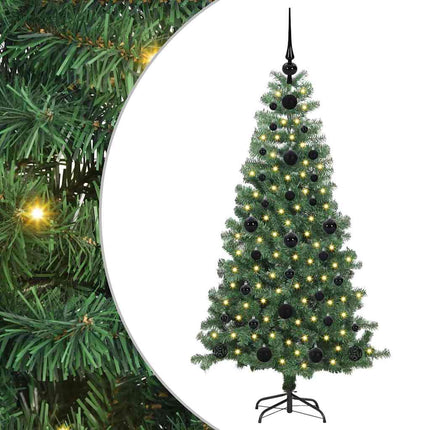 Julgran med 150 LED-lampor med stativ Grön 120 cm PVC