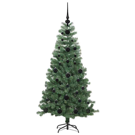 Julgran med 150 LED-lampor med stativ Grön 120 cm PVC