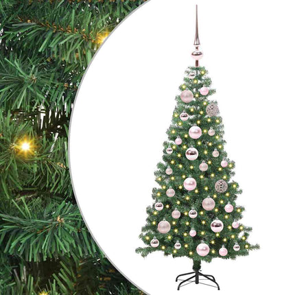 Julgran med 150 LED-lampor med stativ Grön 120 cm PVC
