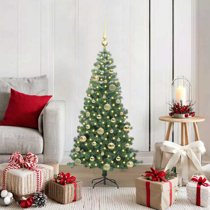 Julgran med 150 LED-lampor med stativ Grön 120 cm PVC