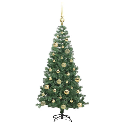 Julgran med 150 LED-lampor med stativ Grön 120 cm PVC