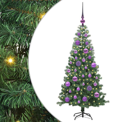 Julgran med 150 LED-lampor med stativ Grön 120 cm PVC