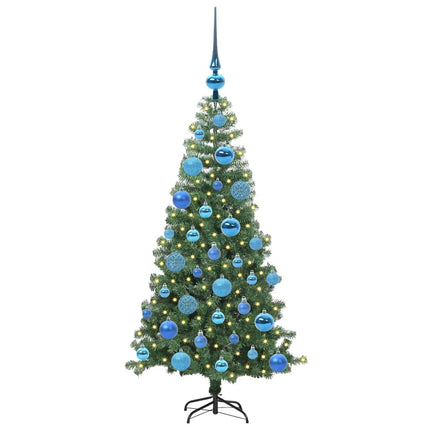 Julgran med 150 LED-lampor med stativ Grön 120 cm PVC