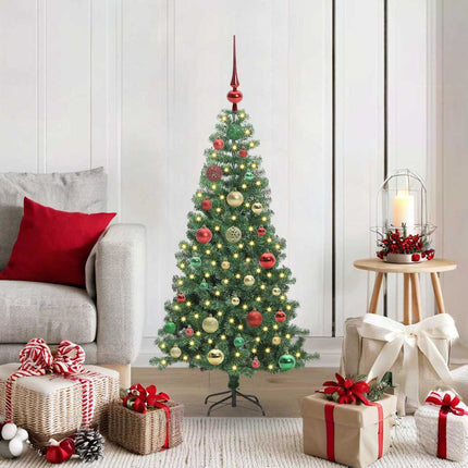 Julgran med 150 LED-lampor med stativ Grön 120 cm PVC