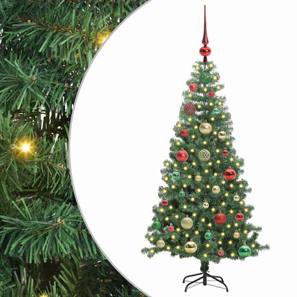 Julgran med 150 LED-lampor med stativ Grön 120 cm PVC