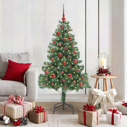 Julgran med 150 LED-lampor med stativ Grön 150 cm PVC