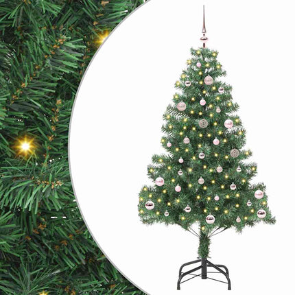 Julgran med 150 LED-lampor med stativ Grön 150 cm PVC