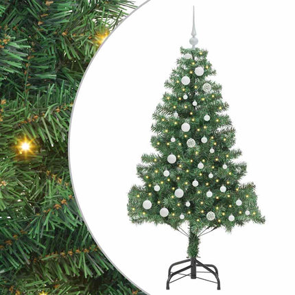 Julgran med 150 LED-lampor med stativ Grön 150 cm PVC