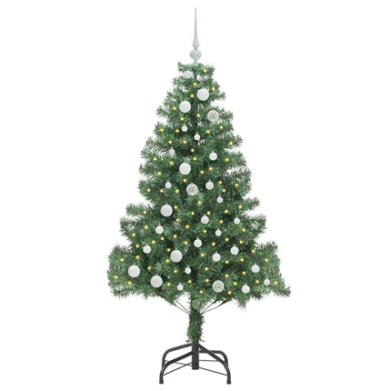 Julgran med 150 LED-lampor med stativ Grön 150 cm PVC