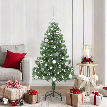 Julgran med 150 LED-lampor med stativ Grön 150 cm PVC