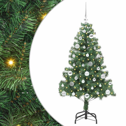 Julgran med 150 LED-lampor med stativ Grön 150 cm PVC