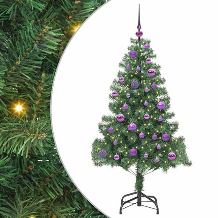 Julgran med 150 LED-lampor med stativ Grön 150 cm PVC