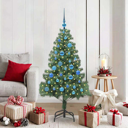 Julgran med 150 LED-lampor med stativ Grön 150 cm PVC