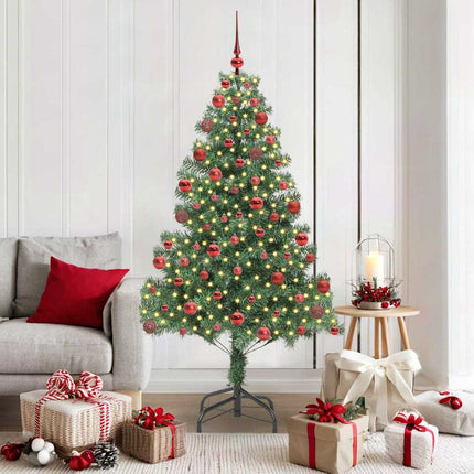 Julgran med 300 LED-lampor med stativ Grön 180 cm PVC