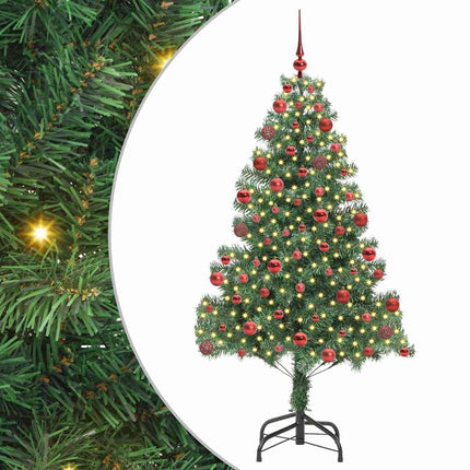 Julgran med 300 LED-lampor med stativ Grön 180 cm PVC