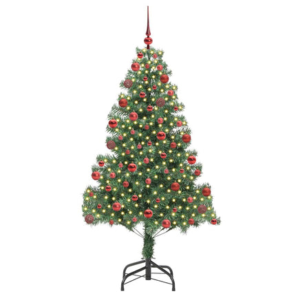 Julgran med 300 LED-lampor med stativ Grön 180 cm PVC