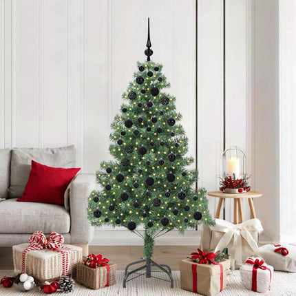 Julgran med 300 LED-lampor med stativ Grön 180 cm PVC