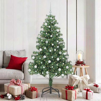 Julgran med 300 LED-lampor med stativ Grön 180 cm PVC