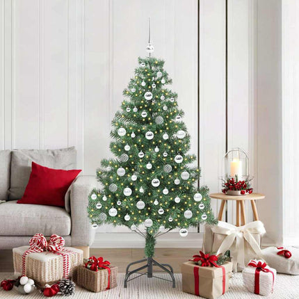 Julgran med 300 LED-lampor med stativ Grön 180 cm PVC