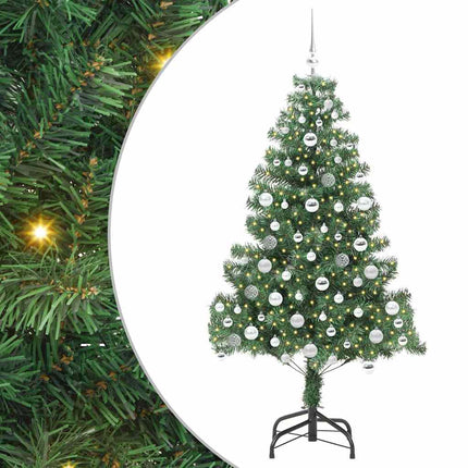 Julgran med 300 LED-lampor med stativ Grön 180 cm PVC