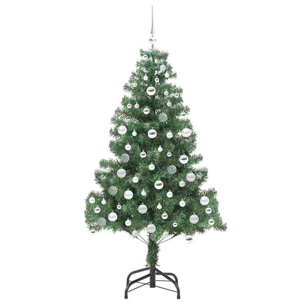 Julgran med 300 LED-lampor med stativ Grön 180 cm PVC