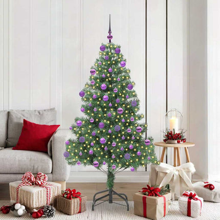 Julgran med 300 LED-lampor med stativ Grön 180 cm PVC