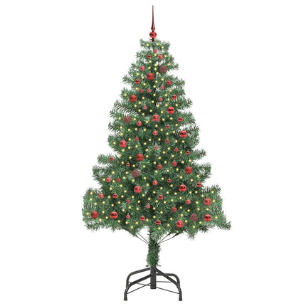 Julgran med 300 LED-lampor med stativ Grön 210 cm PVC