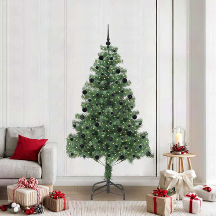 Julgran med 300 LED-lampor med stativ Grön 210 cm PVC