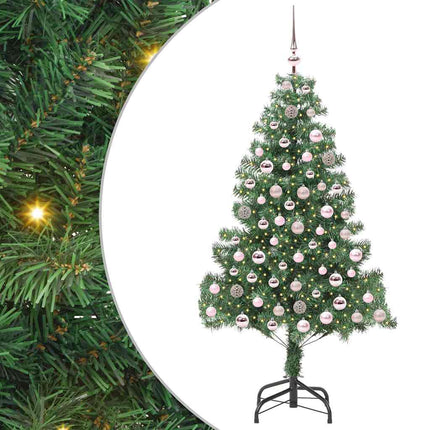 Julgran med 300 LED-lampor med stativ Grön 210 cm PVC