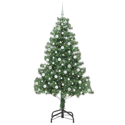 Julgran med 300 LED-lampor med stativ Grön 210 cm PVC