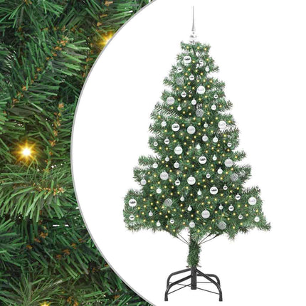 Julgran med 300 LED-lampor med stativ Grön 210 cm PVC