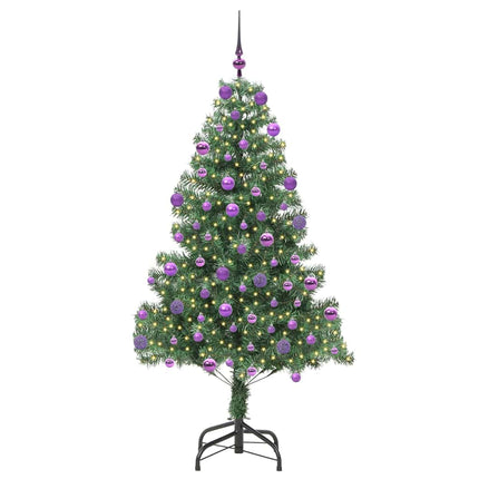 Julgran med 300 LED-lampor med stativ Grön 210 cm PVC