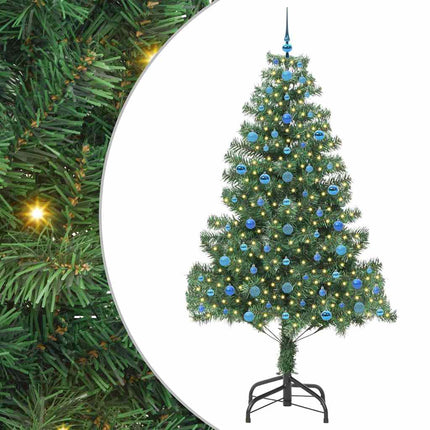 Julgran med 300 LED-lampor med stativ Grön 210 cm PVC