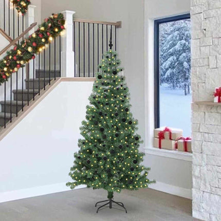 Julgran med 300 LED-lampor med stativ Grön 240 cm PVC