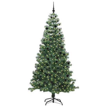 Julgran med 300 LED-lampor med stativ Grön 240 cm PVC