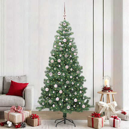Julgran med 300 LED-lampor med stativ Grön 240 cm PVC